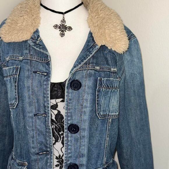 Abercrombie fitch vtg denim faux fur jacket - Picture 2 of 6